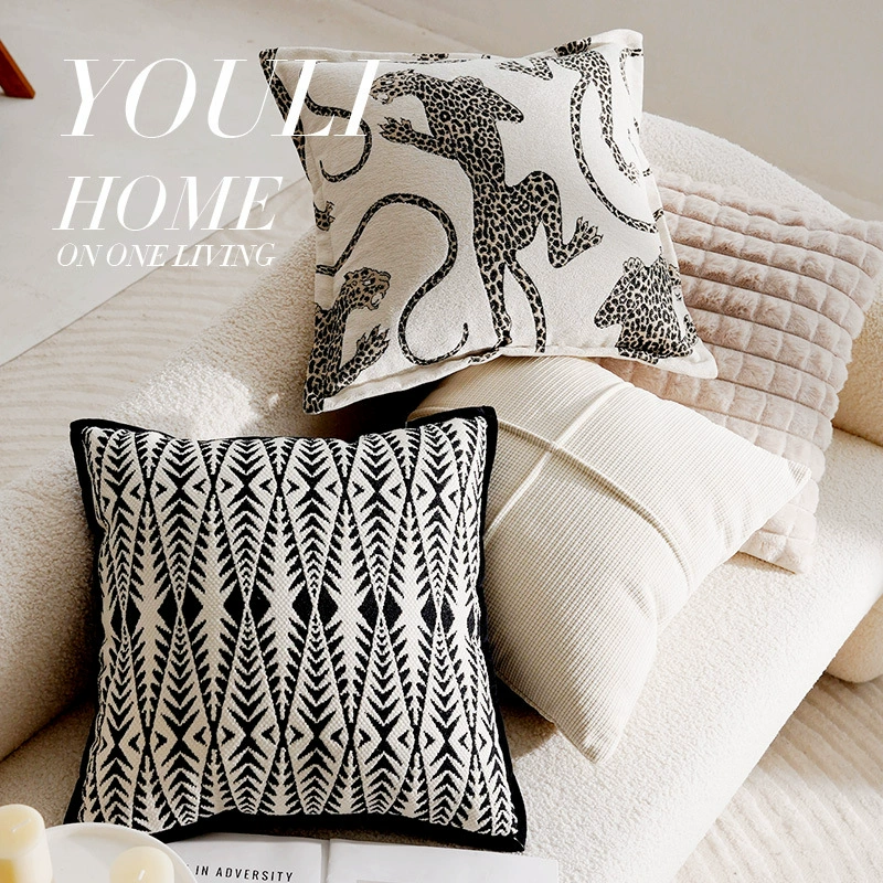 Легкая роскошь высокого уровня черно-белая леопардовая наволочка простая подушка для гостиной диван подушка для талии подушка для талии