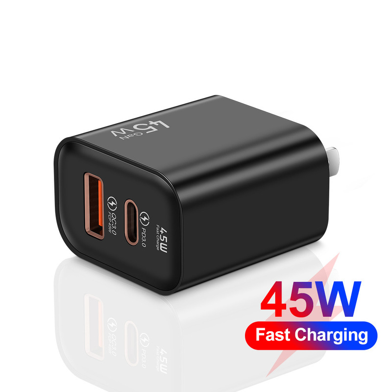 USB A+C Fully Compatible with Super Fast Charging Mobile Phone Pd Charging Head 45W Suitable for Apple Android Typec Charger