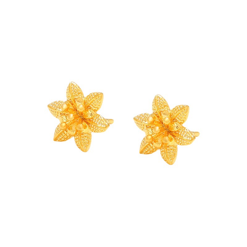 Pendientes de flores pequeñas chapados en oro – estilo femenino ins, bisutería delicada