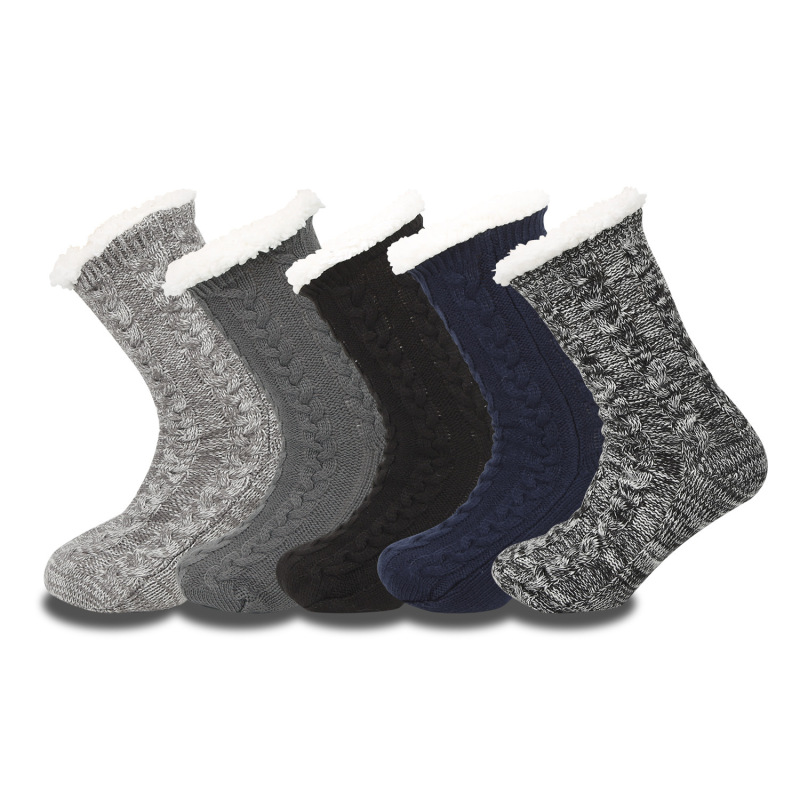 Men's adult floor socks knitted fleece-lined carpet socks home sleep socks non-slip snow slippers socks