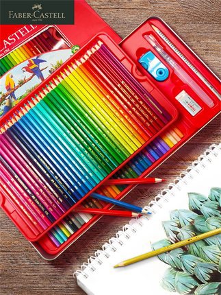 Alemán Faber-Jia 179-48 color de lápiz de color soluble en agua caja de hierro rojo 48 color soluble en agua caja de hierro de plomo de color