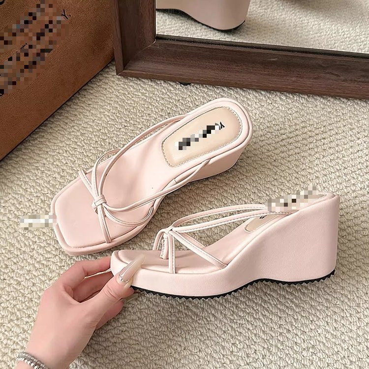 Zapatillas de tacones franceses de talón alto 2026 verano nuevo estilo anti-derrapante falda de clima clip pie image 5