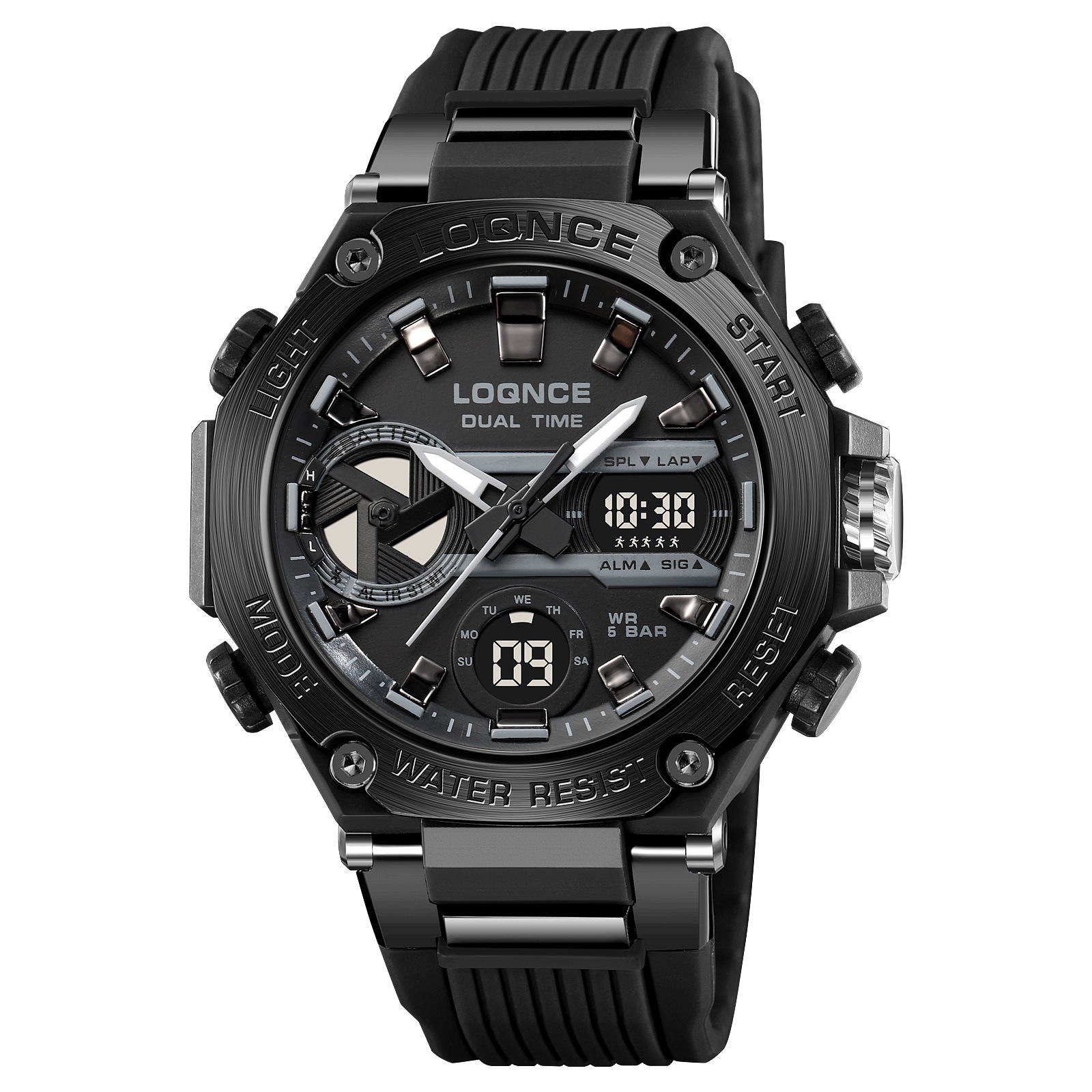 LOQNCE deportes colorido luminoso reloj electrónico impermeable reloj de estudiante multifuncional fresco octogonal Shell Cross-Border Watch