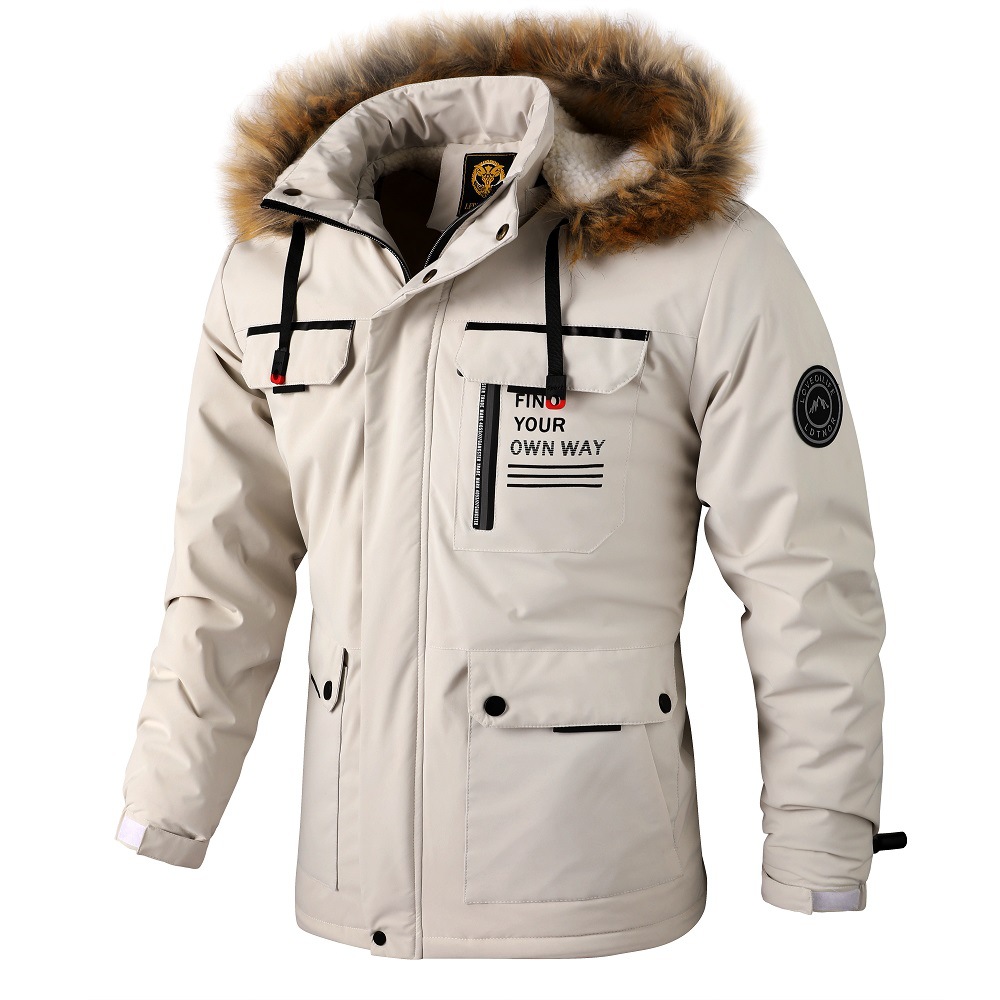 Men's Clothing Hooded Jacket Men's Windbreaker Jacket Mid Length Plus Velvet Thickened Men's Jacket Jacket_voghion.com