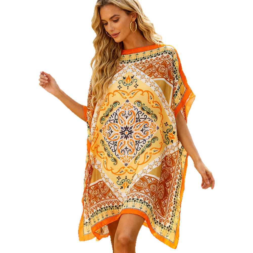 Ventas transfronterizas calientes de moda europea y americana vestido de playa bikini camiseta elegante falda protectora solar chal
