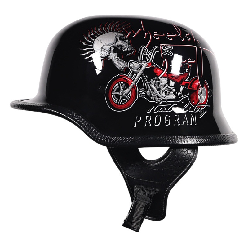 Casco militar estilo alemán para motocicleta, para hombres y mujeres, medio casco, casco de protección certificado 3C para motocicleta cruiser, transpirable y ligero.