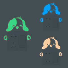 新YG25個性隨心貼夜光可愛狗狗三色開關貼家居牆面裝飾牆貼紙自粘