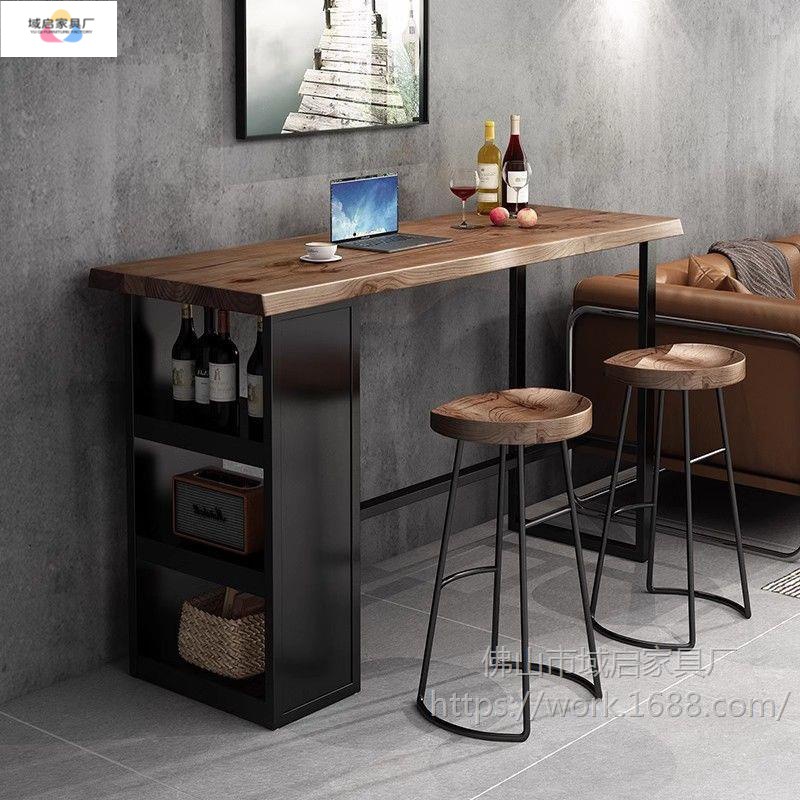 Solid Wood Bar Table Home Partition Small Storage Cabinet Wine Cabinet Small Apartment Long Table Kitchen Wall Bar Table and Chairs