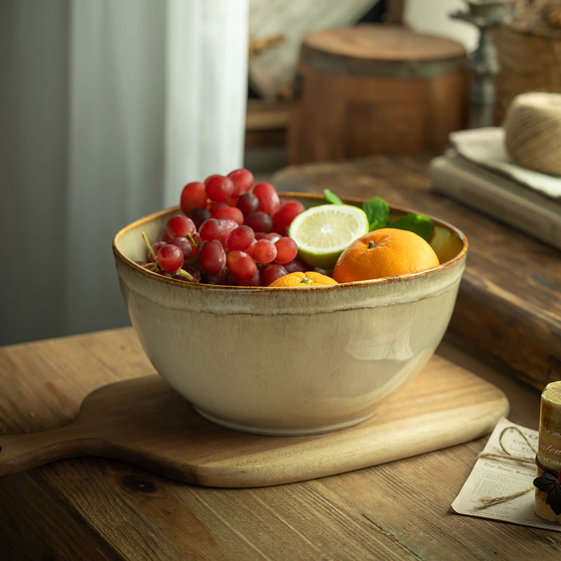 Tazón de cerámica grande y profundo práctico de gran capacidad para el hogar tazón de sopa de fillet hervido tazón especial de frutas almacenar tazón cubiertos