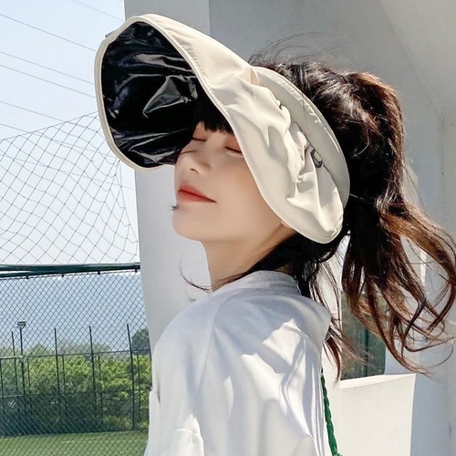 ins summer vinyl sun protection shell hat outdoor portable headband sun protection hat women's beach big brim hat