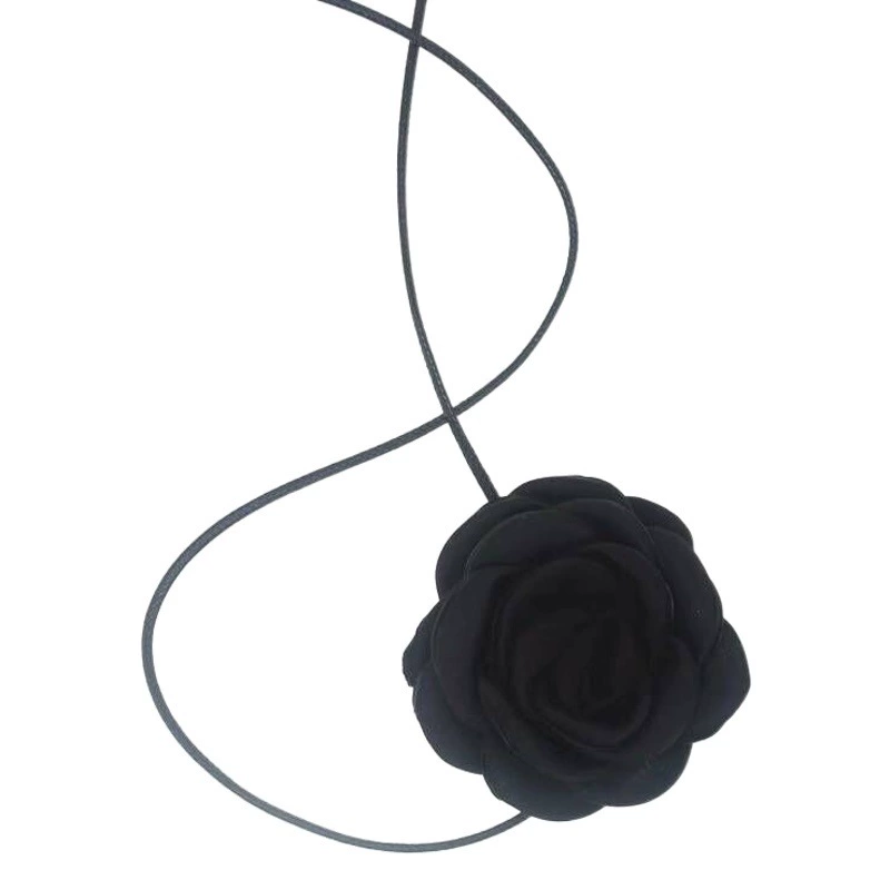 Черно-белое цветочное ожерелье Роза Колье Шея Цветок шейный ремешок ожерелье женский воротник на шею Камелия ключицы цепи