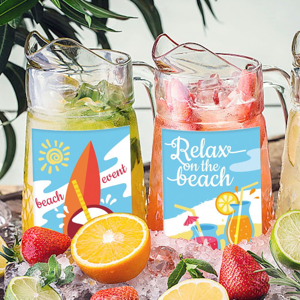 Fabricante directo de etiquetas de decoración de fiesta de verano tropical de verano botella de vino etiqueta de decoración de fiesta