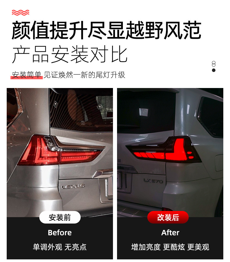 适用于16-21款雷克萨斯LX570尾灯总成改装LED后尾灯行车灯流光灯-阿里巴巴