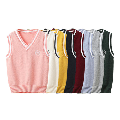 Children's knitted vest spring and autumn kindergarten primary and secondary school uniforms boys and girls pullover college style sweater vest