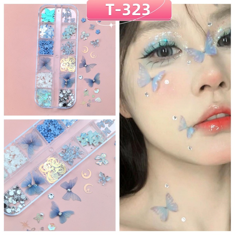 Xiaohongshu Gentle Atmosphere Butterfly Creative Eye Makeup Sequin Manicure Stage Performance False Eyelashes Colorful Stickers Xiaohongshu Gentle Atmosphere Butterfly Creative Eye Makeup Sequin Manicure Stage Performance False Eyelashes Colorful Stickers