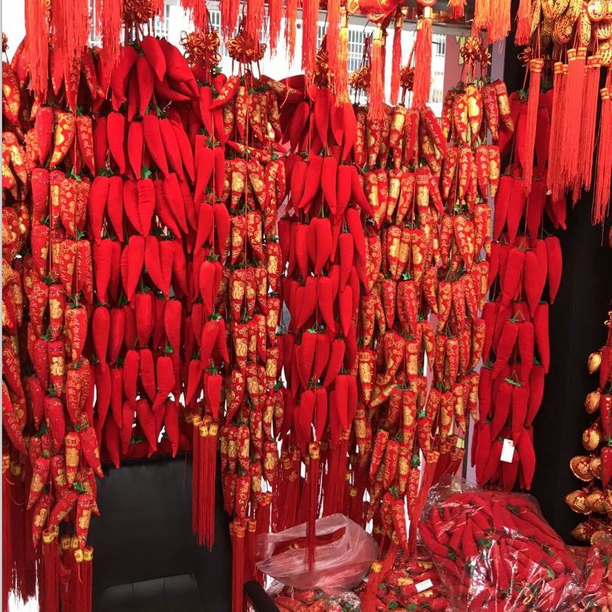 马年春节辣椒串挂件 灯笼鞭炮挂件 新年福袋过年春节挂件厂家批发