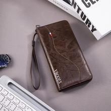新款男士钱包 长款大容量手机包钱夹时尚商务拉链小手包皮质钱包