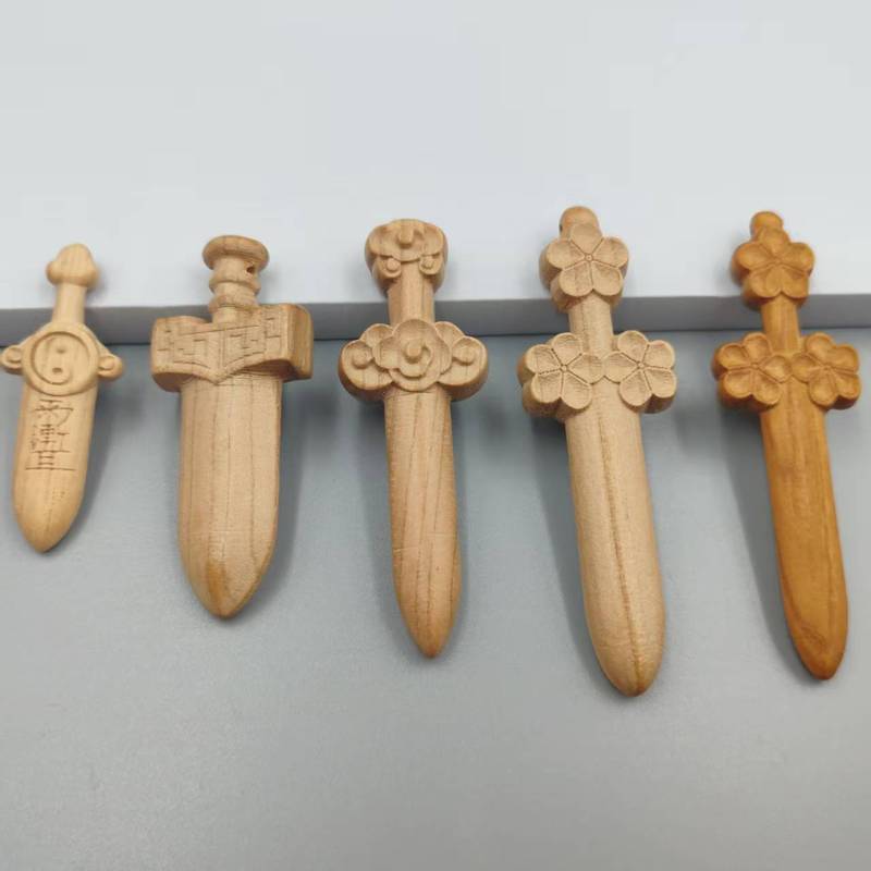 桃木剣原木手作り彫刻桃花剣祥雲剣携帯ストラップ子供トランペット桃木剣ストラップ|undefined
