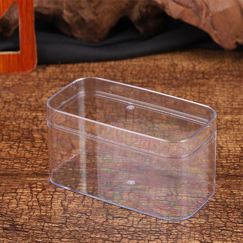 Caja transparente de plástico rectangular grado alimenticio PS galleta tuerca chocolate caja de dulces con tapa al por mayor