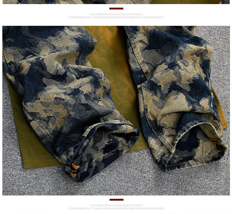 Men's Retro Washed Straight Leg Jeans Loose Fit Patchwork Denim_voghion.com