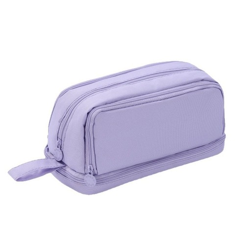 Double-layer double-opening window pen bag, minimalist monochrome large-capacity multi-functional storage bag, suitable for primary school students, durable stationery storage bag