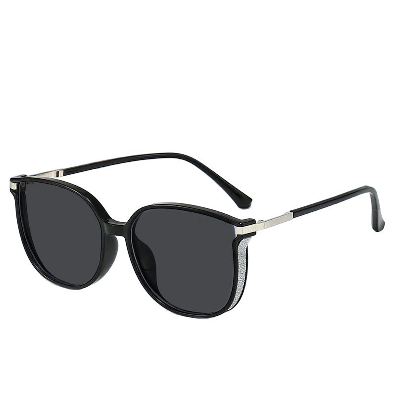 El nuevo espejo que cambia de color de marco grande con borde intermitente de alta gama, gafas de presbiterio europeas y americanas de moda para damas, marco de temperamento anti-azul