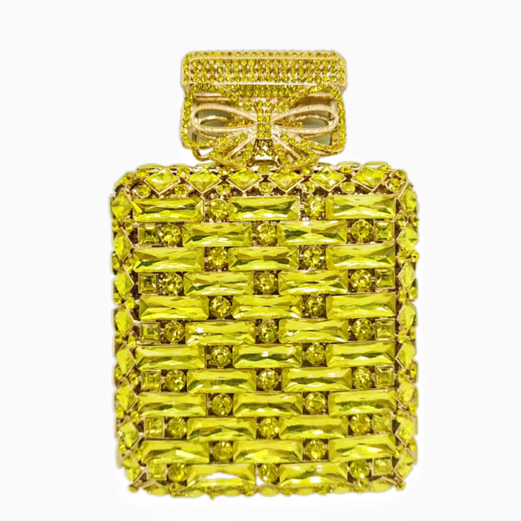 Transfronterizos nueva botella de perfume cuadrada con diamantes bolsas de cena europeas y americanas bolsas de mano de diamantes clutch nuevo oro blanco