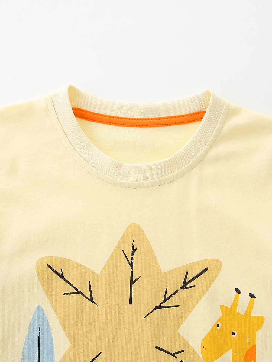AostaBetty juego de niños de algodón de punto camiseta de manga corta de dos piezas de estilo europeo y americano juego de deportes para niños transfronterizos