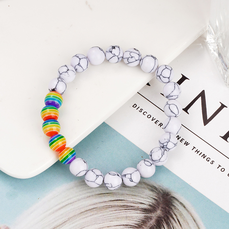 Cross-border Hot Amazon Explosions Good Friend Gift Couple Beaded Bracelet Dopamine Heart-shaped Rainbow Friendship Cross-border Hot Amazon Explosions Good Friend Gift Couple Beaded Bracelet Dopamine Heart-shaped Rainbow Friendship