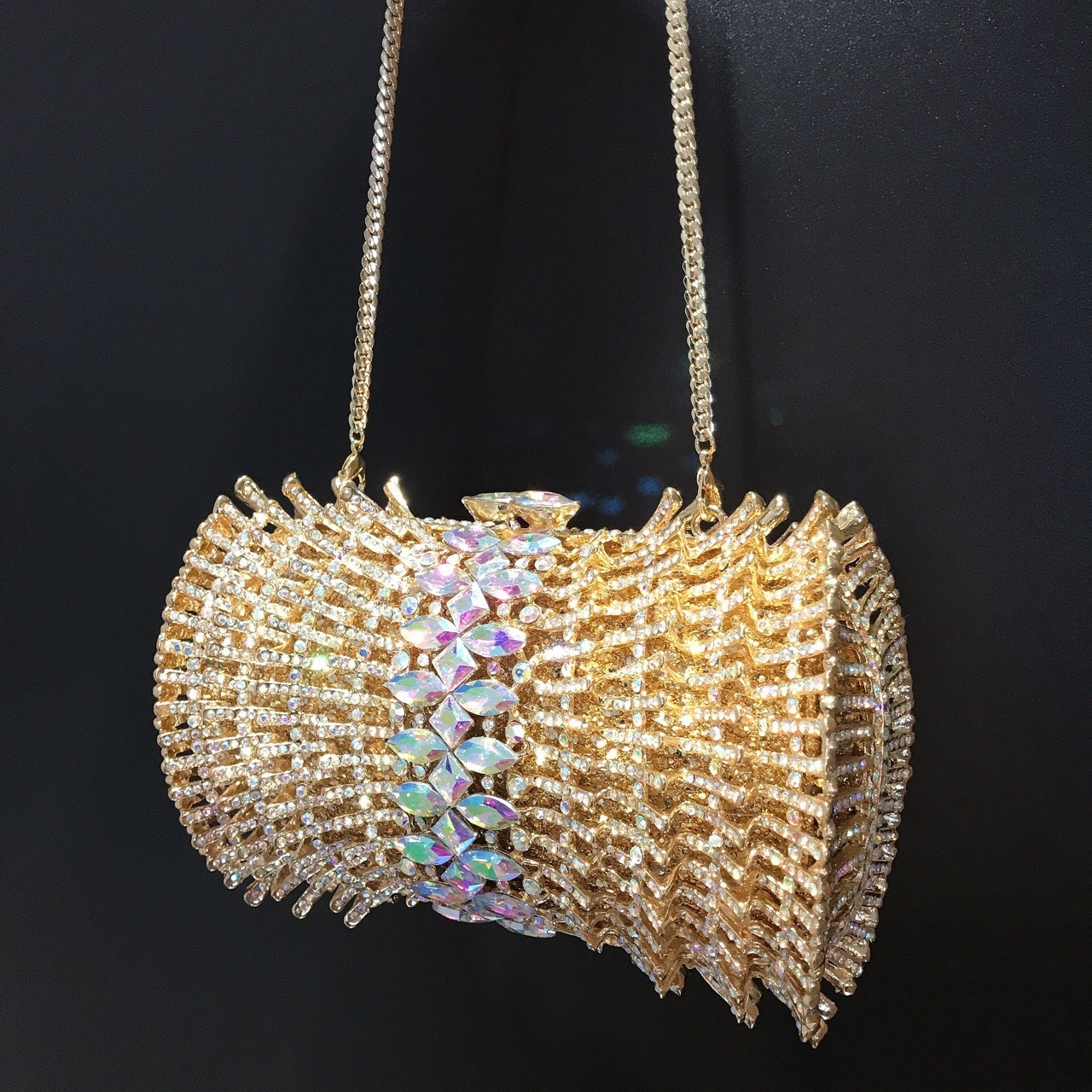Nuevo paquete transfronterizo de diamantes para la cena, caja metálica vacía, bolso de mano para banquete de diamantes, bolsa de maquillaje para damas