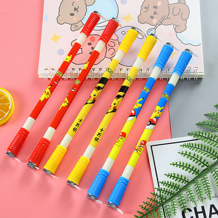 Pluma giratoria luminosa de doble cabeza herramienta de escritura para estudiantes pluma de gel papelería de oficina pluma de agua pluma de dibujos animados pluma de luz colorida de dibujos animados
