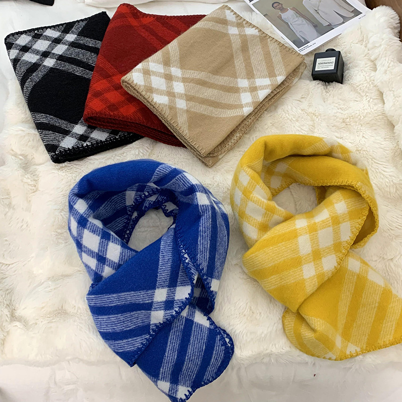 Bufandas coreanas para mujeres 2025 invierno color diamante caliente engrosado chapa de punto doble bufandas al por mayor