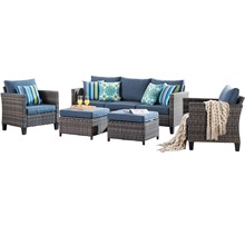 庭院露天花园酒店PE藤沙发户外阳台家具沙发组合仿藤沙发五件套