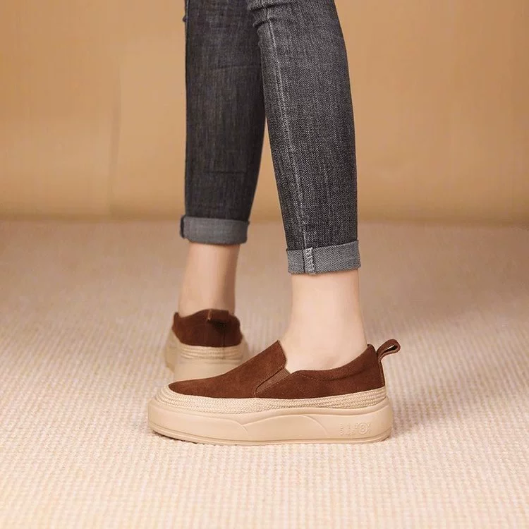 Мягкая подошва и толстая подошва повседневная обувь Lefu для женщин 2024 осень новый универсальный комфорт один педаль ретро-стиль одиночной обуви оптом