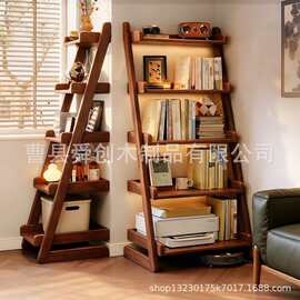 实木置物架多功能梯形书架落地式收纳架子家用简约客厅靠墙储物架