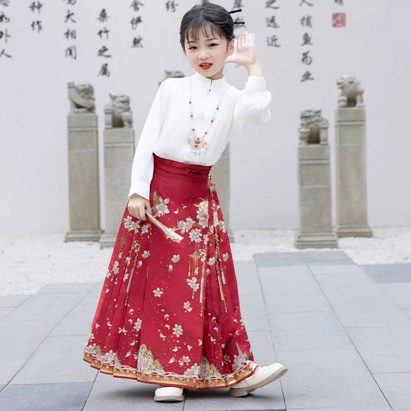 Юбка, Hanfu, летняя одежда, детский набор, китайский стиль, для подростков