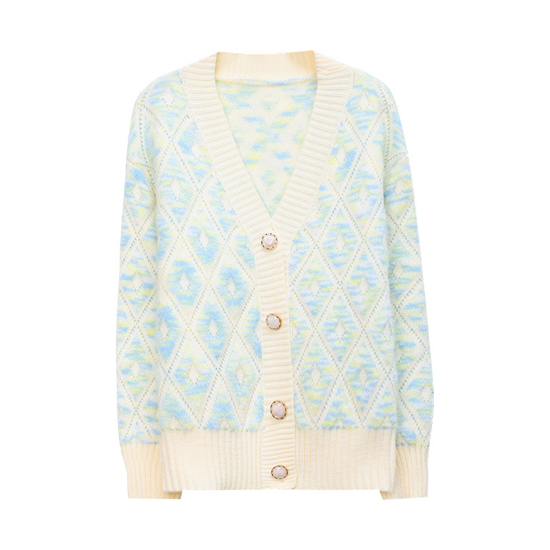 Estilo coreano 2023 primavera y otoño nuevo cuello en V punto cardigan mujeres sueltas estilo occidental estilo perezoso suéter exterior abrigo image 6