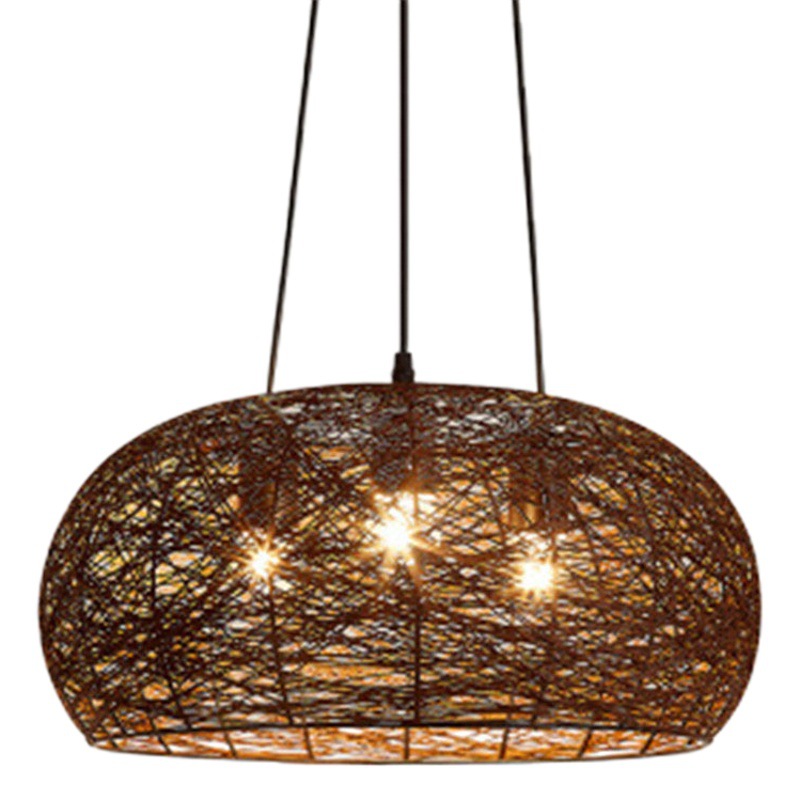 Araña de la sala de té chino cáñamo ratán lámpara creativa restaurante japonés olla caliente restaurante Zen araña