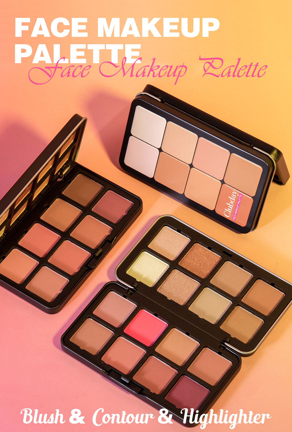 Amazon Matte Blush, Highlighter Three-dimensional contouring all-in-one set, contouring and facial makeup cross-border wholesale Specification drawing
