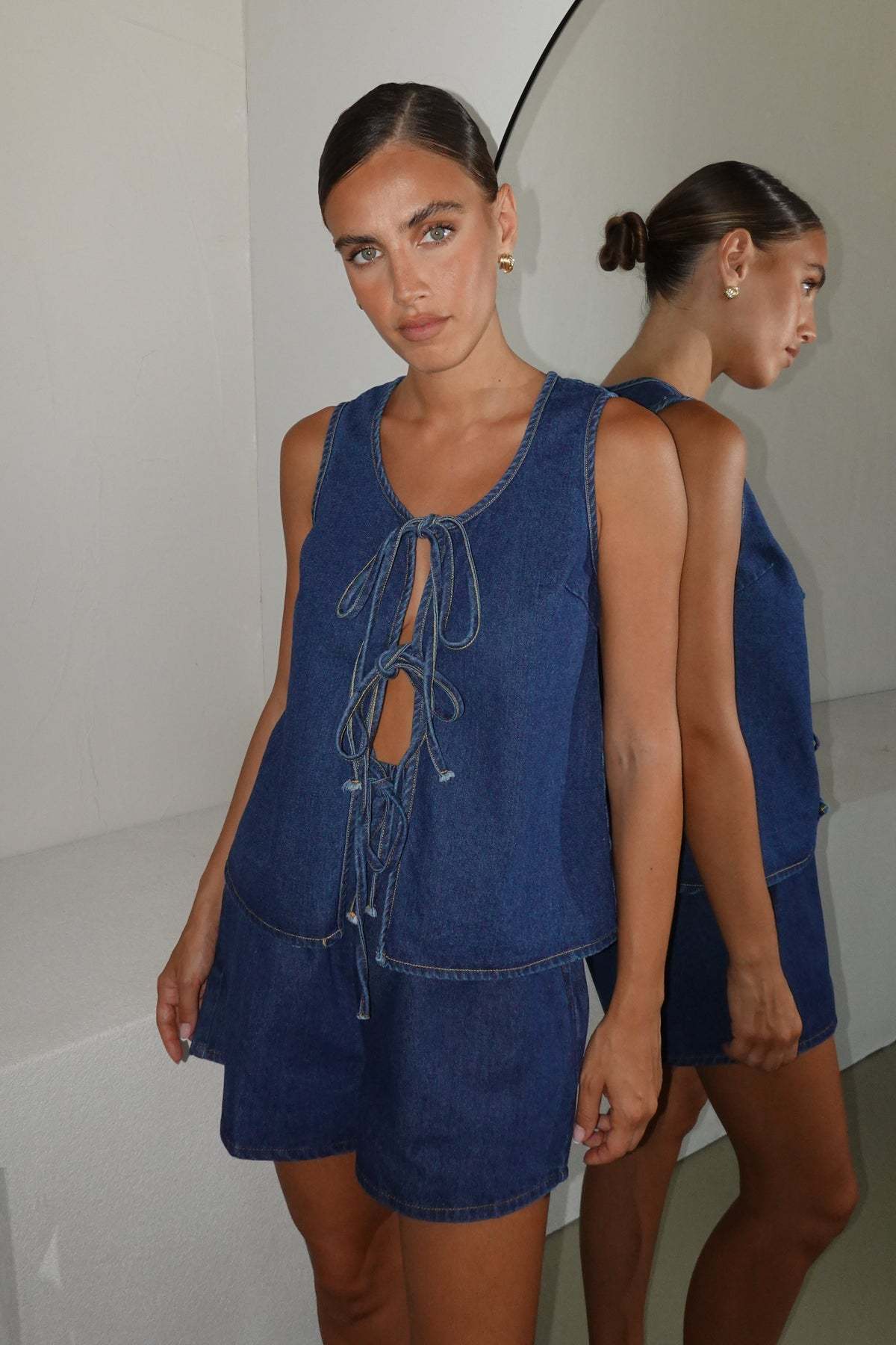 182g Weight Sleeveless Sleeve Length Cotton, Polyester, Denim Fabric Type Shorts Co-ord Set Sets Type 2 Pieces Set, 1 PCS/Package Quantity Holiday, Banquet, Selfie Occasion Round Neck Neckline Pocket Function Regular Fit Fit Type Solid Color Pattern Summer Season Women's Gender Casual, Elegant, Streetwear Style Holiday Banquet Selfie Women's Casual Elegant Streetwear Solid Color Cotton Polyester Denim Shorts Co-ord Set Shorts Sets 19