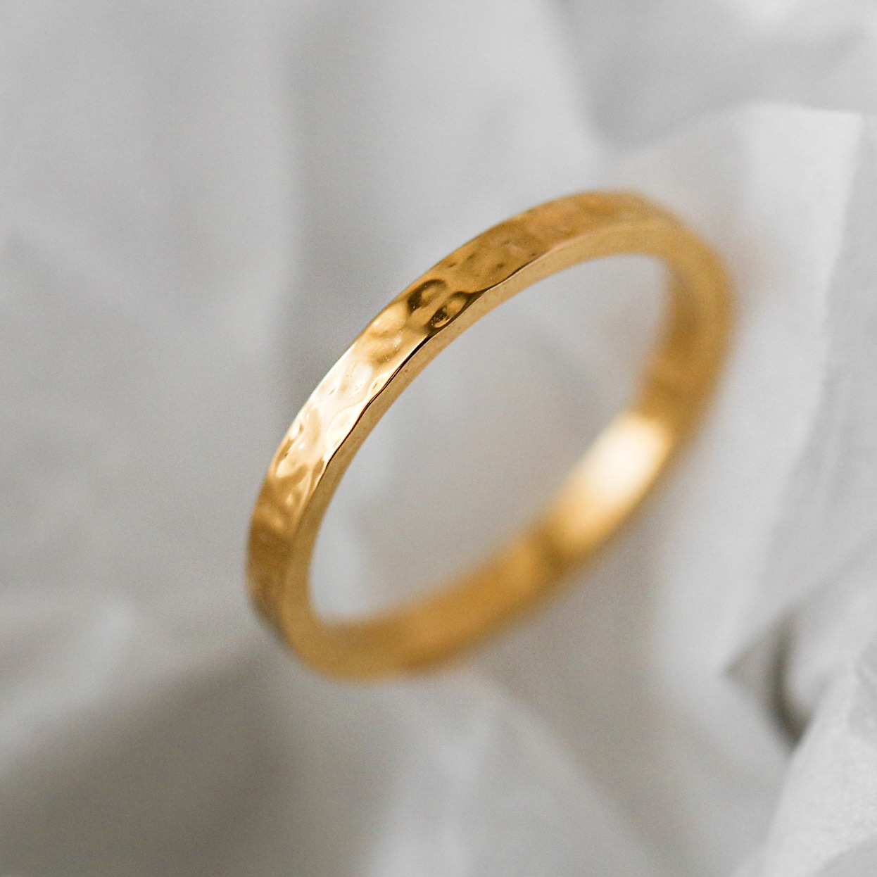 special interest light luxury 18k gold plating high-grade pleated texture ring female ring design temperament non-fading gift