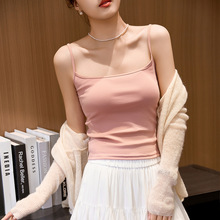 230g精梳纯棉吊带背心女夏2025新款性感U领露背短款内搭打底外穿