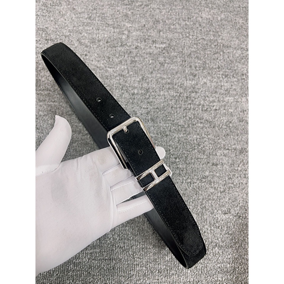Black suede silver buckle