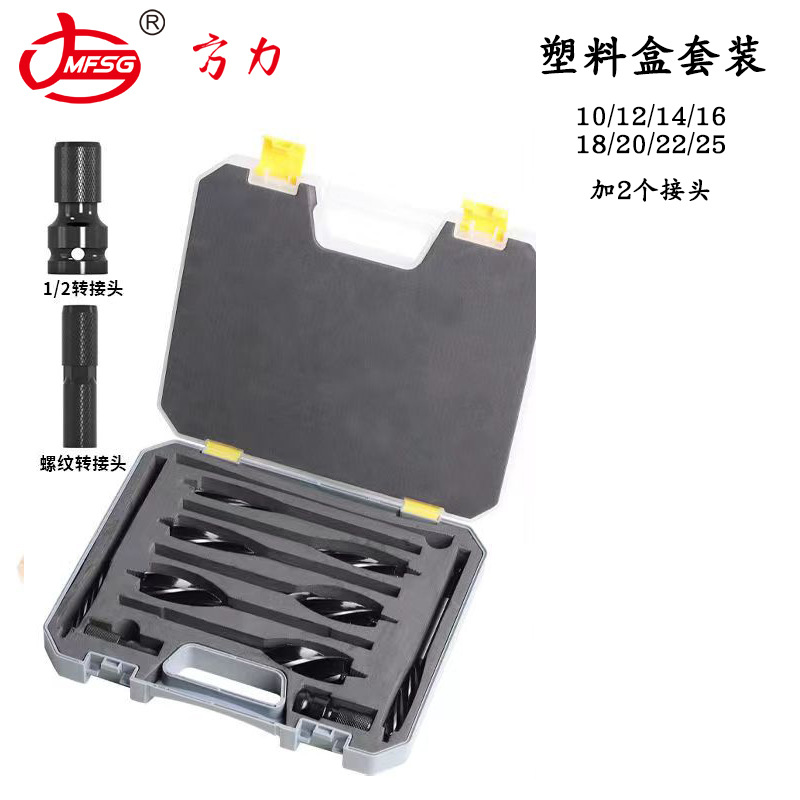 Drill bit for woodworking hole opening, specialized hand drill tool with hex shank, threaded, extended hole opener, factory wholesale