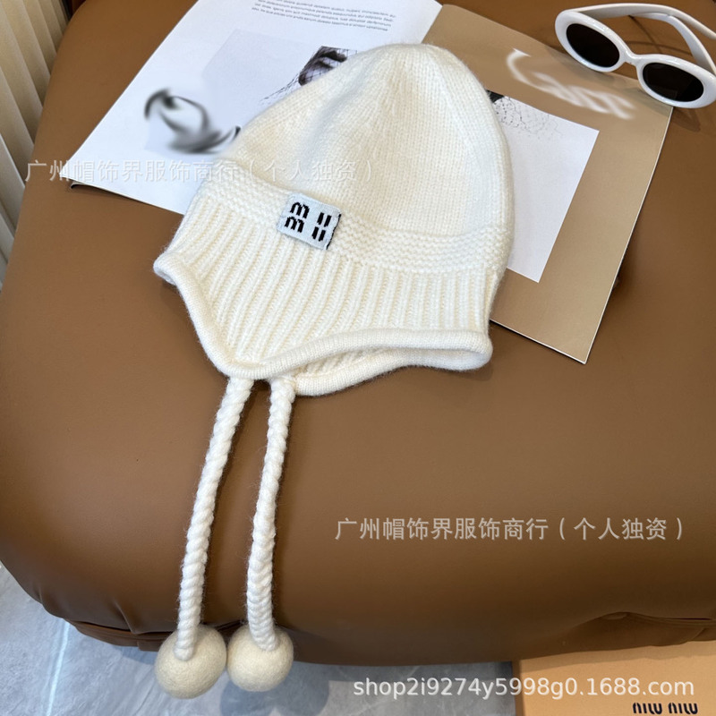 缪家新款毛球针织帽秋冬包头护耳毛线帽网红同款时尚百搭冷帽跨境|undefined
