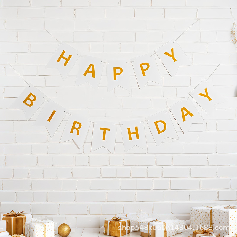 Bronceado en inglés feliz cumpleaños cola de golondrina tira de la bandera Fiesta de la fiesta Alfabeto de la bandera de la bandera de la flor tira de la decoración de la fiesta