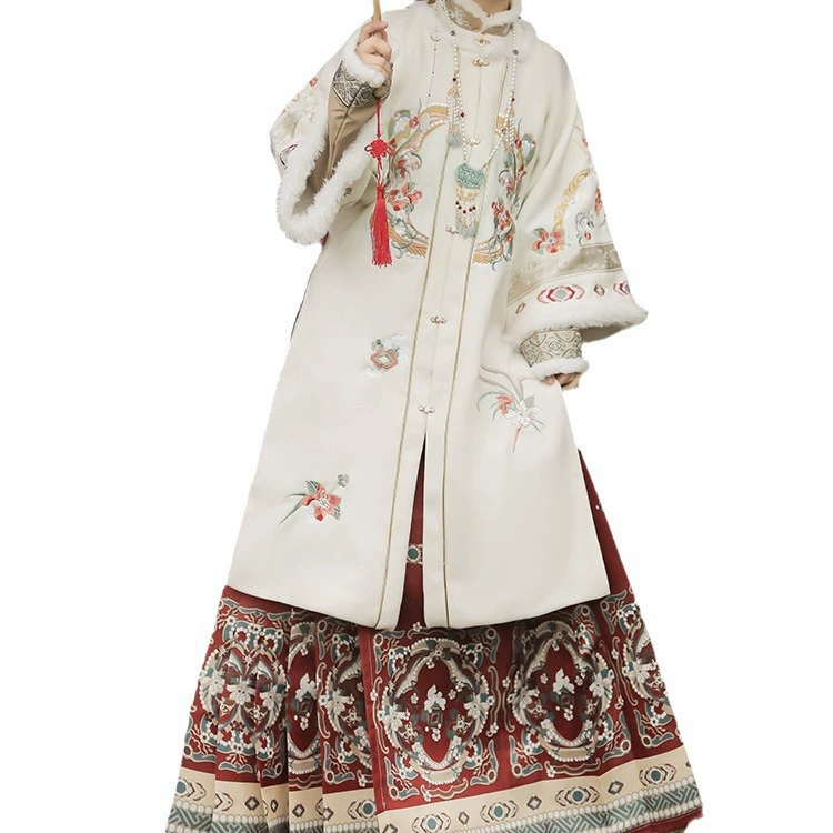 Подлинный теплый летний ханьфу, киноварь, круглый воротник
