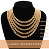 Trend fashionable necklace, chain stainless steel suitable for men and women hip-hop style, European style, 750 sample gold, simple and elegant design