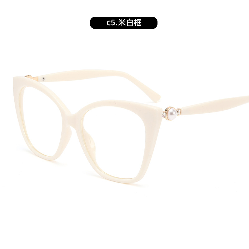 Gafas anti-luz azul de alta gama de estilo europeo y americano, marco de ojo de gato, lente de moda pequeña burguesía, marco de gafas de montura grande, transmisión en vivo