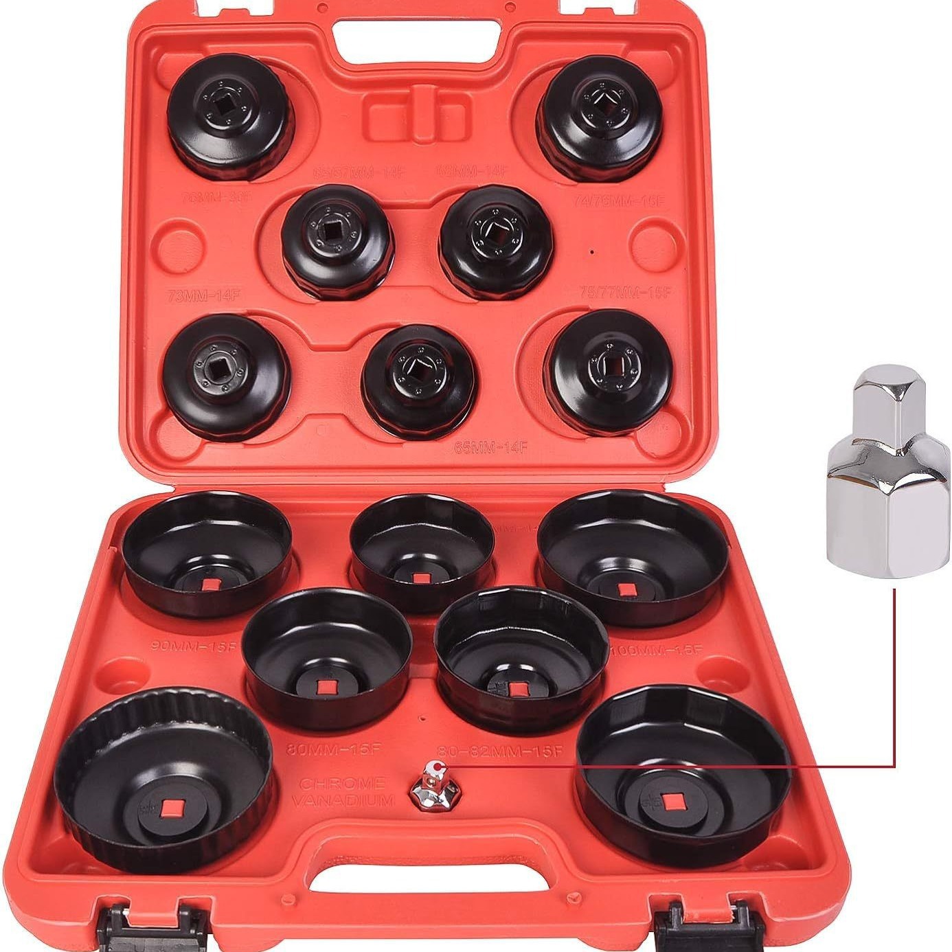 15件帽式机油滤清器扳手 机油格扳手套装 机滤拆装工具拆卸扳手